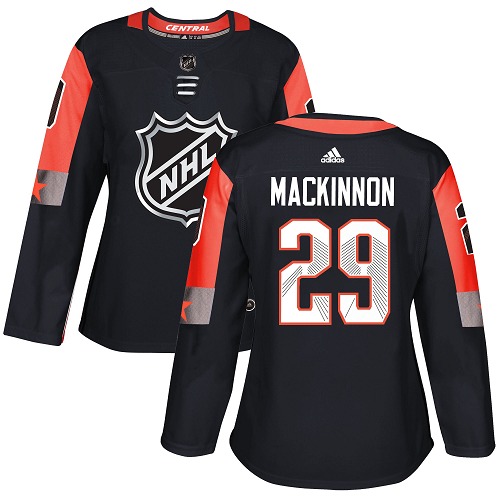 Adidas Colorado Avalanche #29 Nathan MacKinnon Black 2018 All-Star Central Division Authentic Women Stitched NHL Jersey->women nhl jersey->Women Jersey
